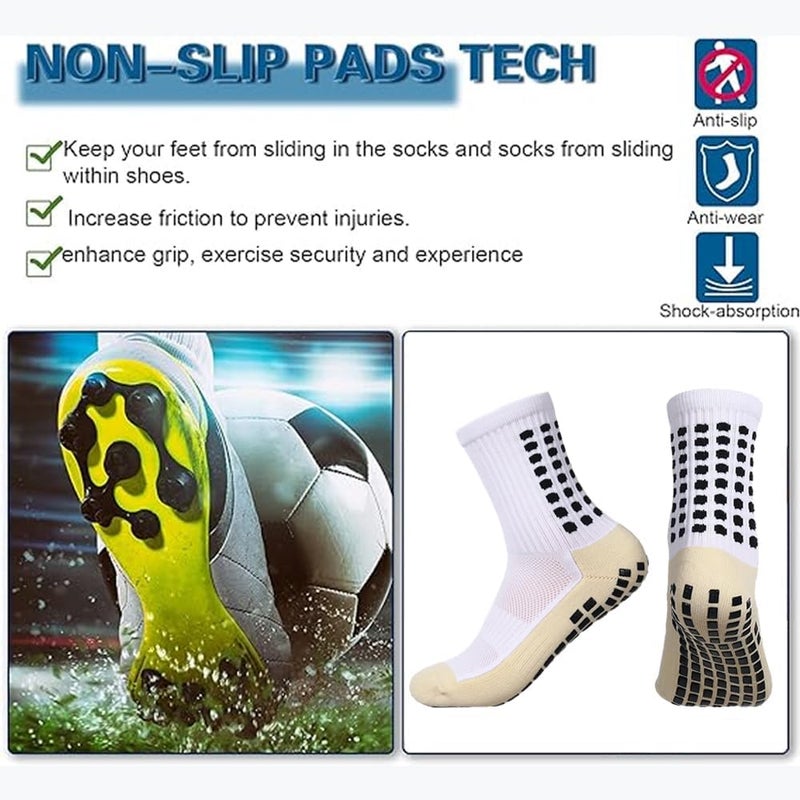 BUKEORE 2 Set Anti-Slip Grip Soccer Socks with Shin Guard Sleeves, Sports Athletic Socks for Men Women - Image 5